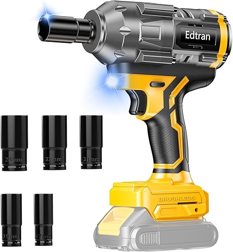 Llave de impacto inalámbrica 1/2 para batería Dewalt de 20 V, destornillador de impacto sin escobillas de 1500 Nm/1106 pies-libras, herramienta de