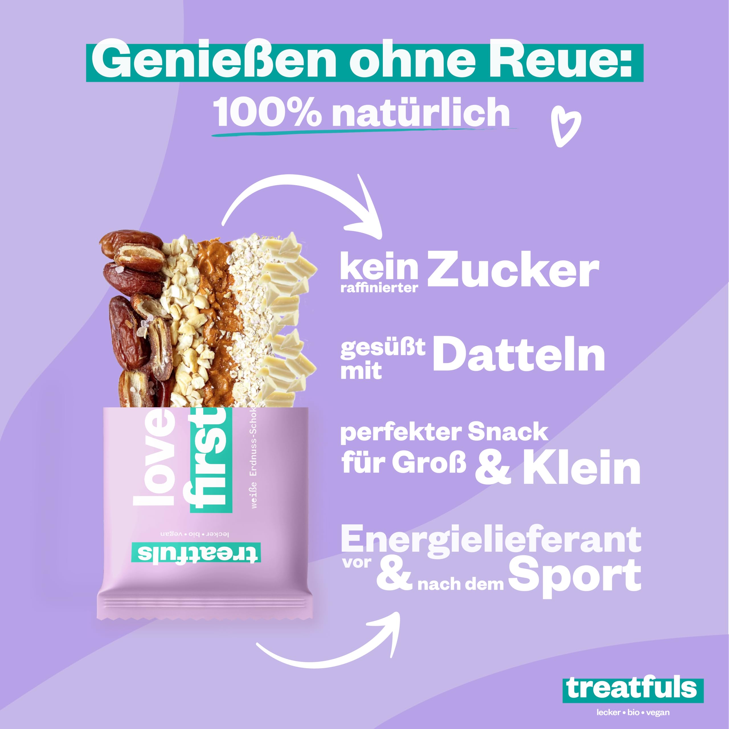 treatfuls Geschenkset aus weißen Schoko Riegel + Nussbutter Aufstrich - vegan - 100% natürliche Zutaten - glutenfrei - vegane Süßigkeiten - Dattelkaramell - Erdnuss