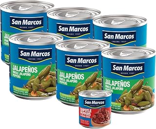 San Marcos, Whole Jalapeno Peppers, 26 oz (Pack of 6) + Chilpotle In Adobo Sauce, 7.5 oz