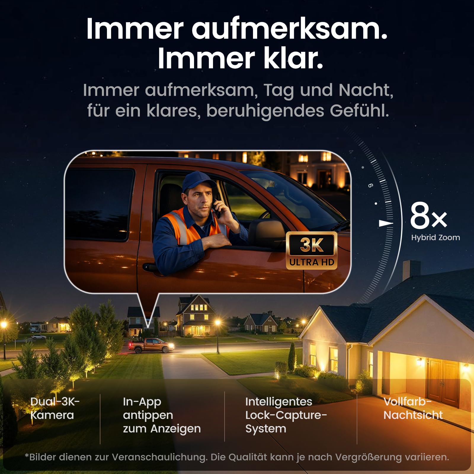 aosu T2 Pro 3K Überwachungskamera Aussen Solar 2er-Kit Cam, 360° PTZ & KI | Dual-Kamera, 8x Zoom Farb-Nachtsicht, Erweiterbarer 1TB Speicher, IP65 wetterfest, einfache Montage, für Gärten, kein Abo