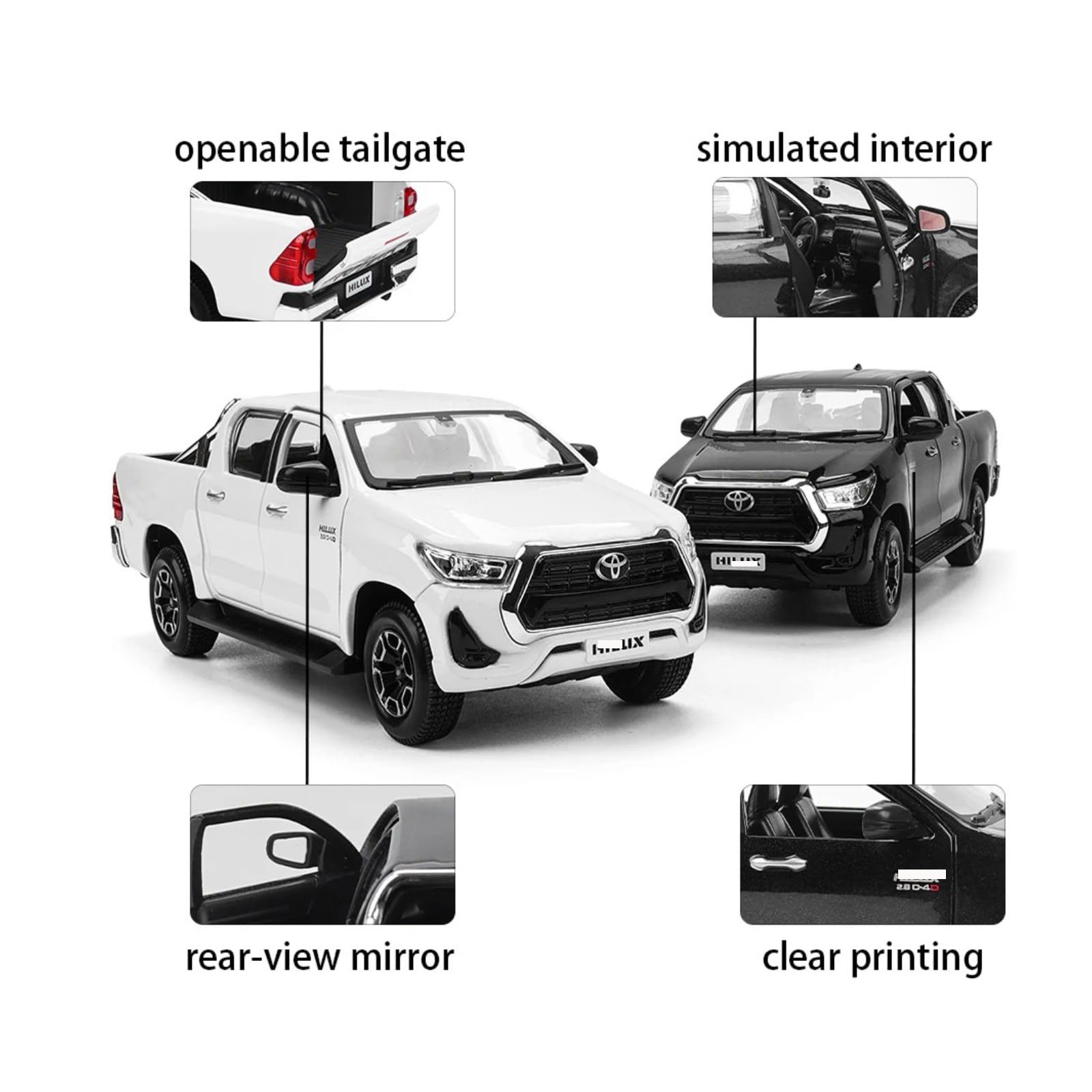 Amazon.com: HTLNUZD 1/27 Alloy Racing Car Model for Toyota Hilux