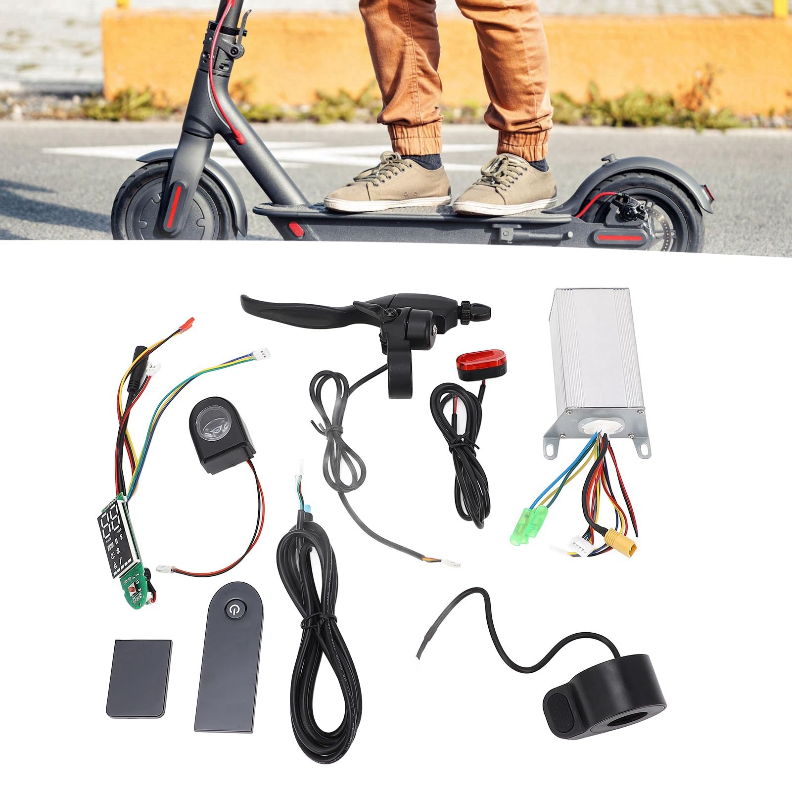 Kit de Controlador de Scooter Eléctrico para Xiaomi M365 para Xiaomi Pro, 36V 350W Controlador de Motor Sin Escobillas con Rayo de Freno y Acelerador de Pulgar y Paneles
