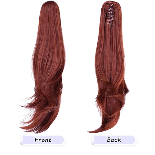Miniatura 7 de Extensión de cola de caballo, extensiones de cabello con clip de garra de 24 pulgadas, extensiones de cabello largo y lacio, extensión de cabello