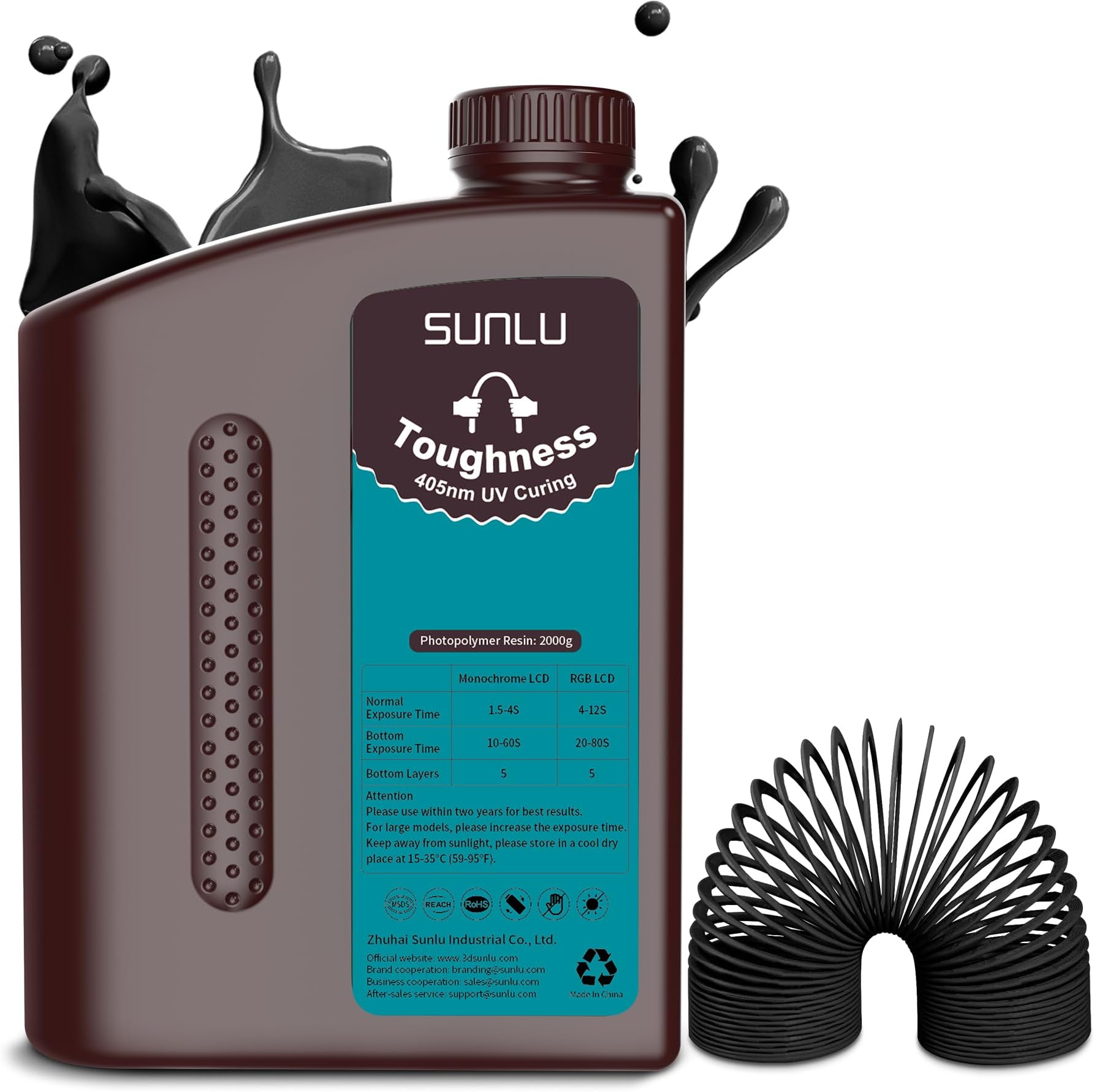 SUNLU Toughness Resin for 3D Printer, 2KG, Black