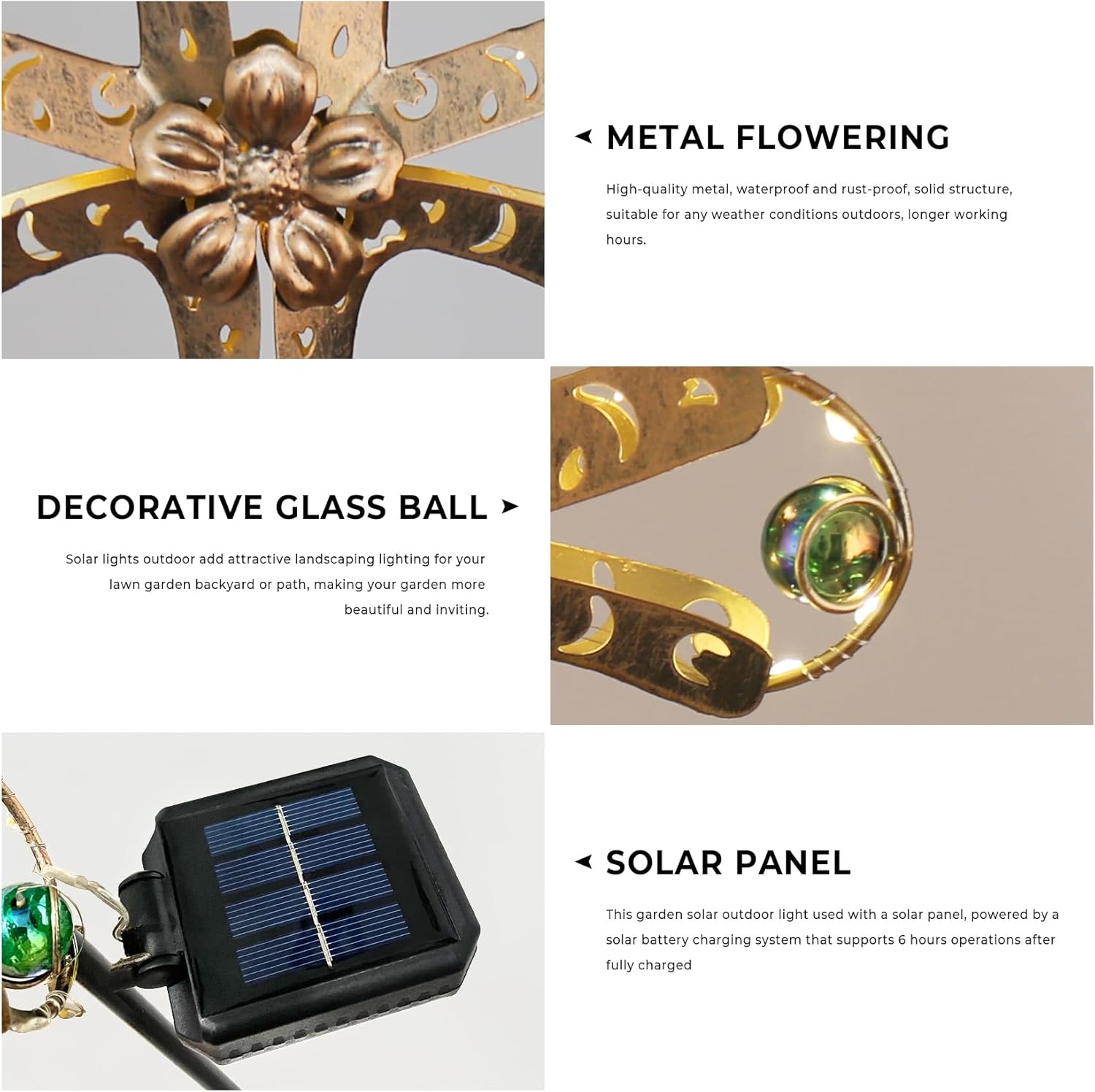 Kaixoxin Solar Power Cross Stake Warm White Color Florals Solar Lights Garden Decor Memorial Gift Cemetery Decoration LED Outdoor Landscape Light