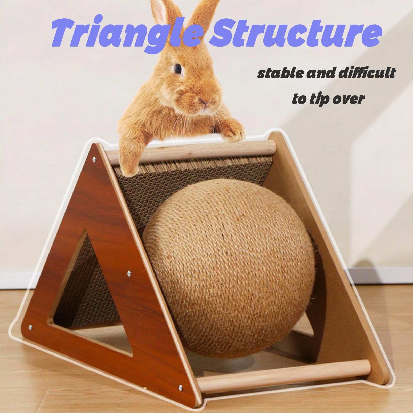 Kaninchen Kratzunterlage Karton, Natürlicher Sisal Bunny Kratzball 2-in-1 Kaninchen Anreicherung Spielzeug Haustier Kratzbaum Interaktives Spielzeug für Indoor Hasen Frettchen Chinchillas