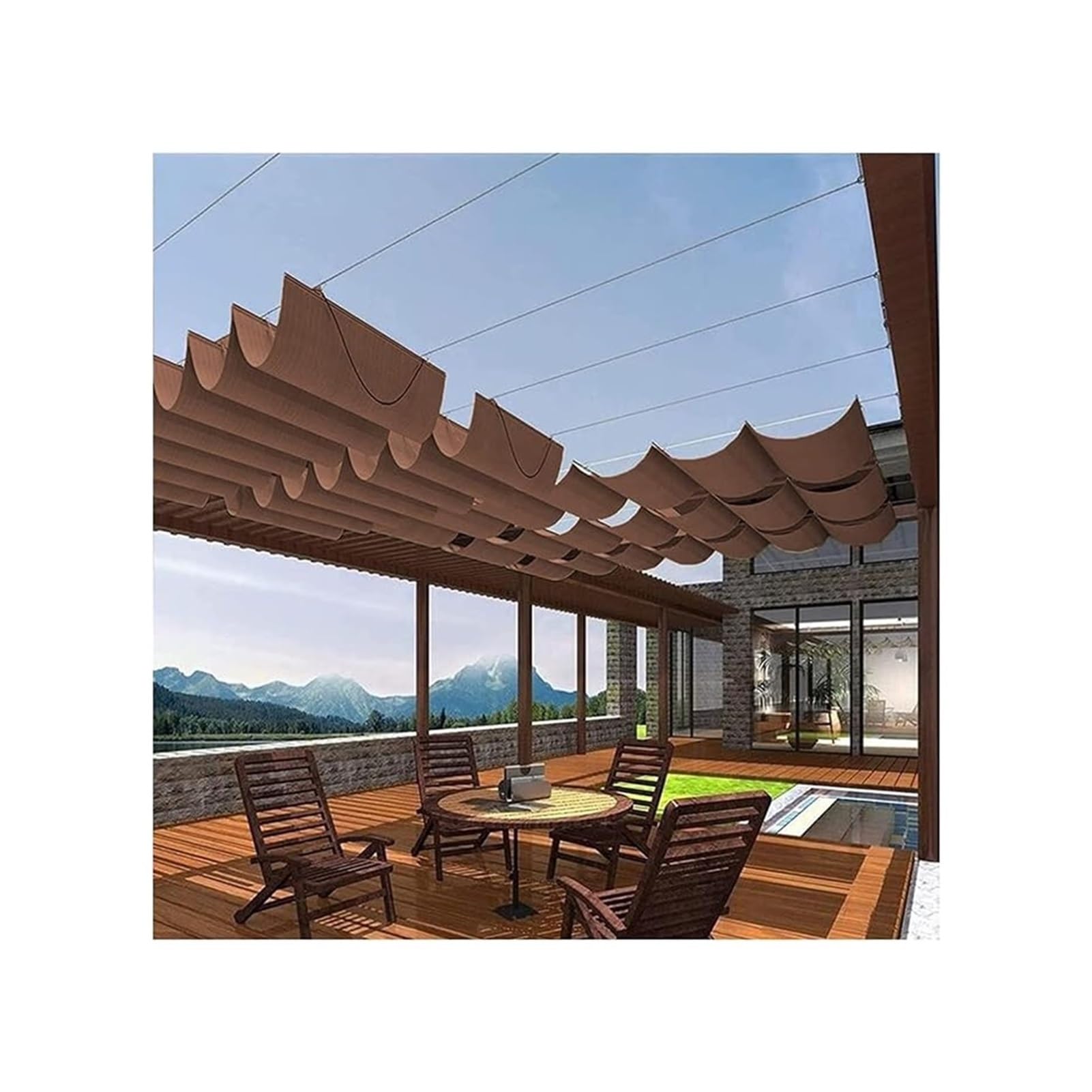 Toldo retráctil para pérgola en terrazas y jardines urbanos