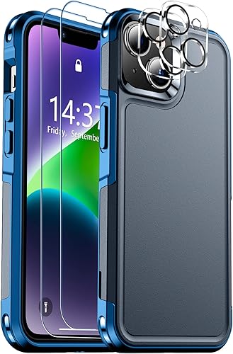 SPIDERCASE Funda para iPhone 14iPhone 15, protección contra caídas de grado militar de 15 pies, antideslizante, paquete de 2 protectores de pantalla