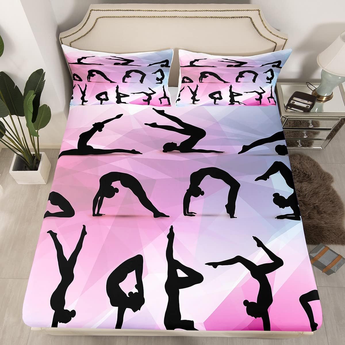 Amazon.com: Gymnastics Bedding Set Full Size,Dancing Lover Silhouette ...