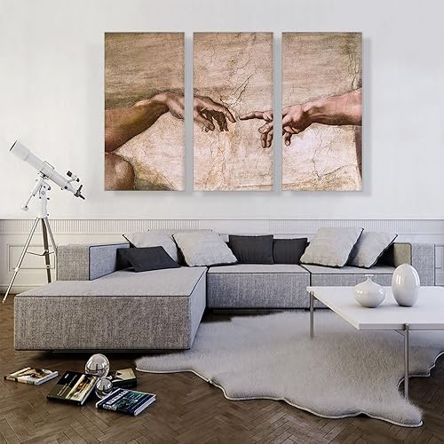 Miniatura 2 de ARTCANVAS Techo de la capilla sixtina  Dios y Adán Manos Detalle de Lienzo Lienzo Cuadrado Estirado Cuadro Cuadrado Póster Giclée Decoración de