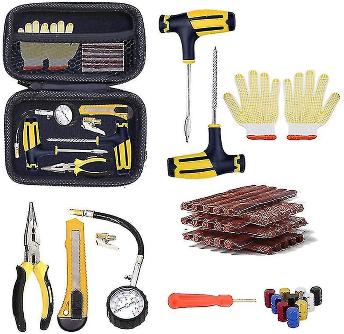 Generic Universal Tire Repair Kit | 15 Piece Value Pack | Fix Punctures and Plug Flats | Ideal for Cars, Trucks, Motorcycle, ATV, Jeeps, Off Road Vehicles, RV, Tractors