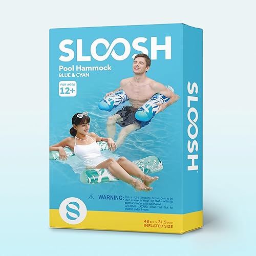 Miniatura 8 de SLOOSH 2 Packs Hammock Pool Floats Adults, 4-in-1 Multi-Purpose Inflatable Pool Floats PVC Water Hammock Lounge Floaties