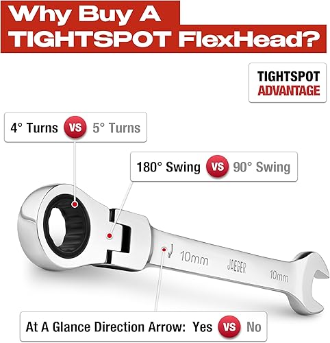 Miniatura 2 de Jaeger - Llave de trinquete TIGHTSPOT de 1 pulgada con precisión de trinquete de 89 dientes y acero pulido endurecido para proyectos en espacios