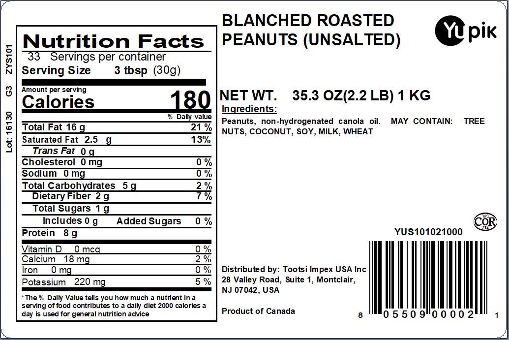 Yupik Nuts Blanched Unsalted Roasted Peanuts, 2.2 lb
