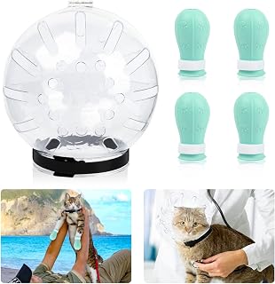 Adjustable Breathable Cat Muzzle (Upgrade L), Anti-Bite Cat Space Hood and Anti-Scratch Silicone Cat Paw Protector Shoes for Grooming and Nail Clipping, Cat Bite Guard for 11-14lb Aggressive Cat