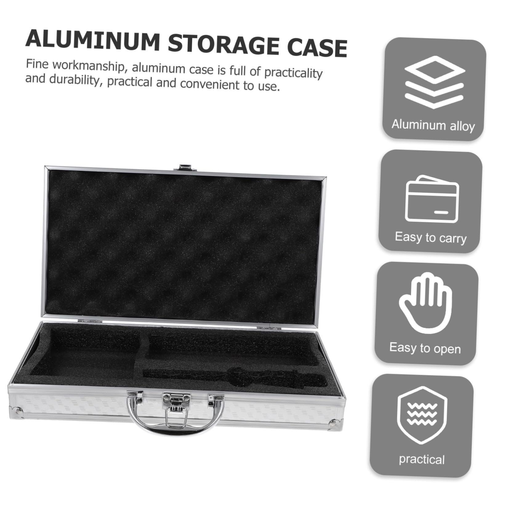 Maletín de Aluminio Pequeño Cerradura, Caja de Almacenamiento Resistente y Portátil para Herramientas, Estuche Rígido Multifuncional para Uso Profesional y Viajes, 1 Unidad