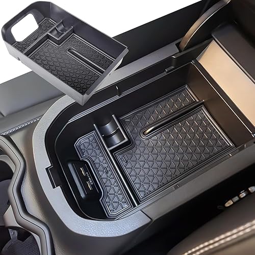 TACORBO - Organizador de consola central compatible con Toyota RAV4 2019 2021 2020 2022 2023 2024 2025 y 2021-2024 2025 RAV4 Prime, bandeja de Negro