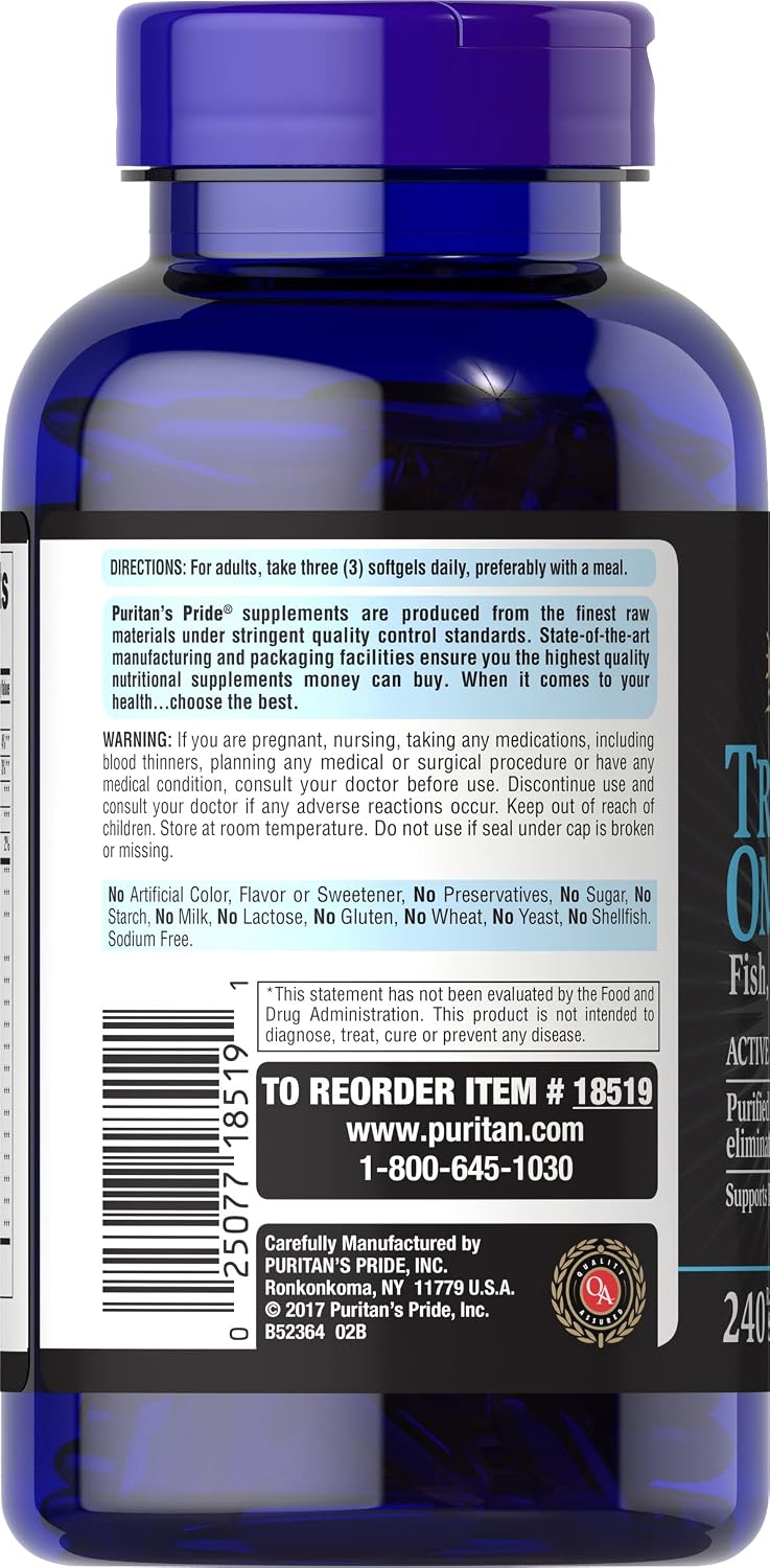 Puritan's Pride Triple Omega 3-6-9 Fish, Flax & Borage Oils, Supports Heart Health and Healthy Joints, 240 ct