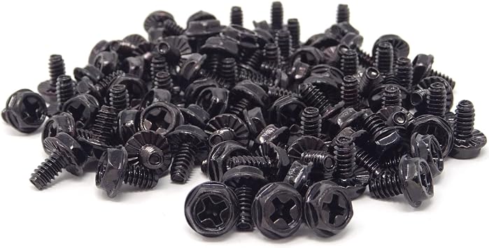Honbay 100PCS 6#-32x6 Hex Phillips Head Replacement PC Computer Case Mounting Screws Fastener for Building Repairing and Maintaining Computer Systems (Black Zinc)
