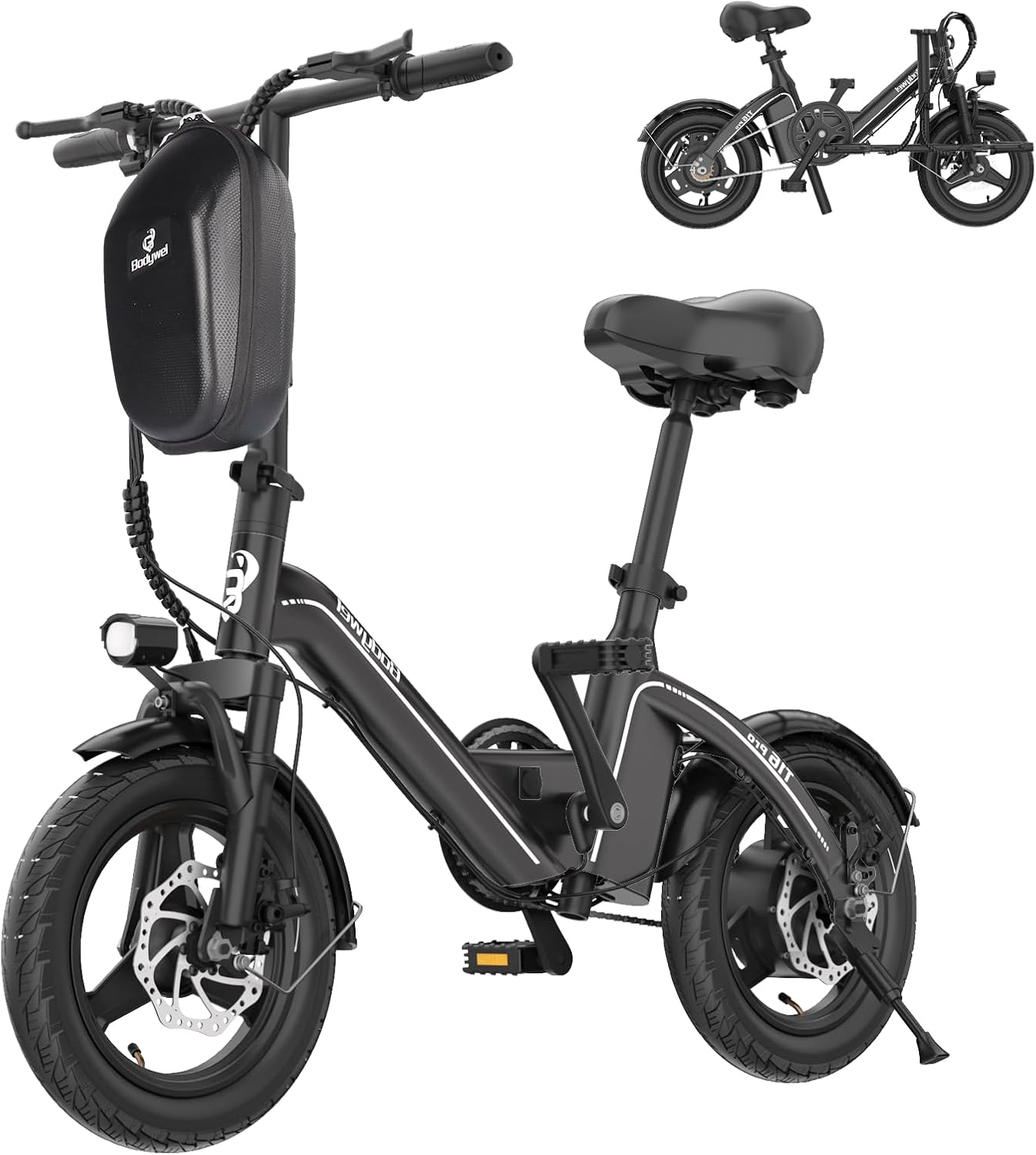 Bodywel Electric Bike for Adults, 500W Motor 20MPH & 30Miles Long Range, 14” Mini E-Bike with 36V 10.4Ah Battery, UL Certified Electric Bicycle for Commuting & Teens