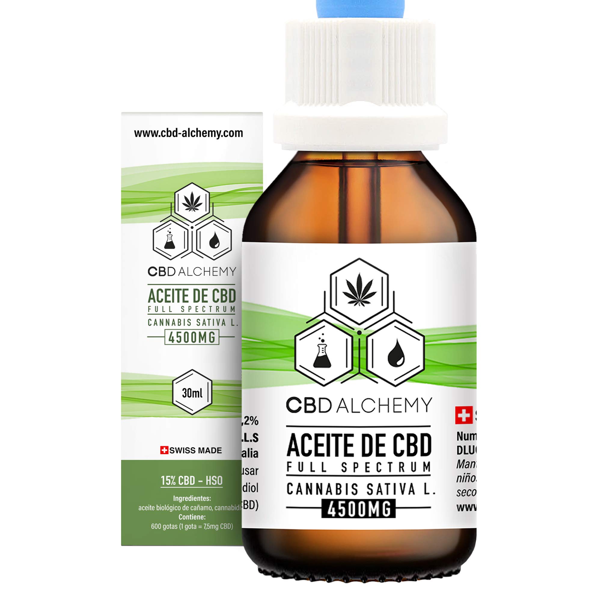 Aceite de CBD 30 ML | 15% Extracto, 900 Gotas 4500 MG, Ayuda a la Relajación Natural, La Solución Perfecta para una Vida más Feliz y Relajada, Uso tópico