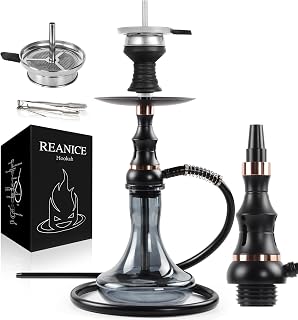 REANICE 21" Hookah Set 1 Hose Premium Thick Glass Hookah Kit with Shisha Accessories (Black) …