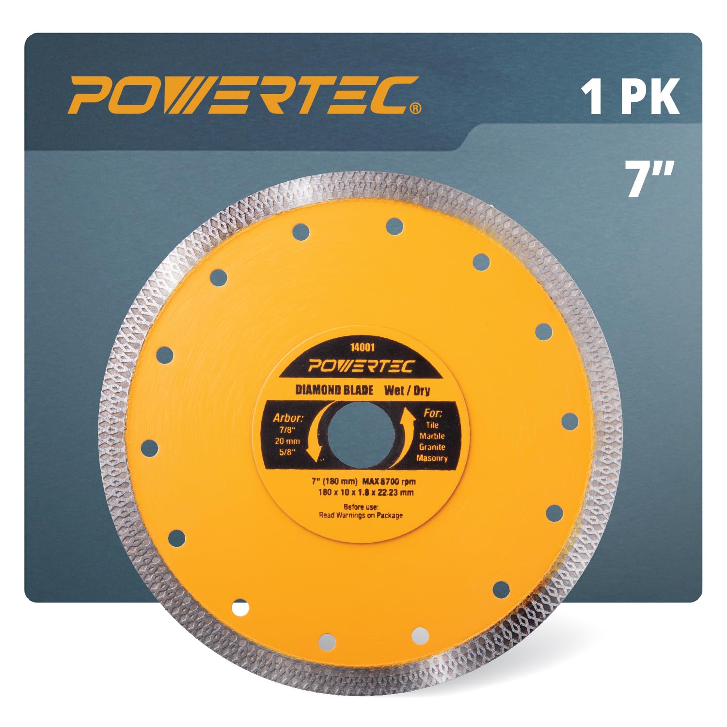 POWERTEC 7 Inch Super Thin Diamond Saw Blades for Tile Saw