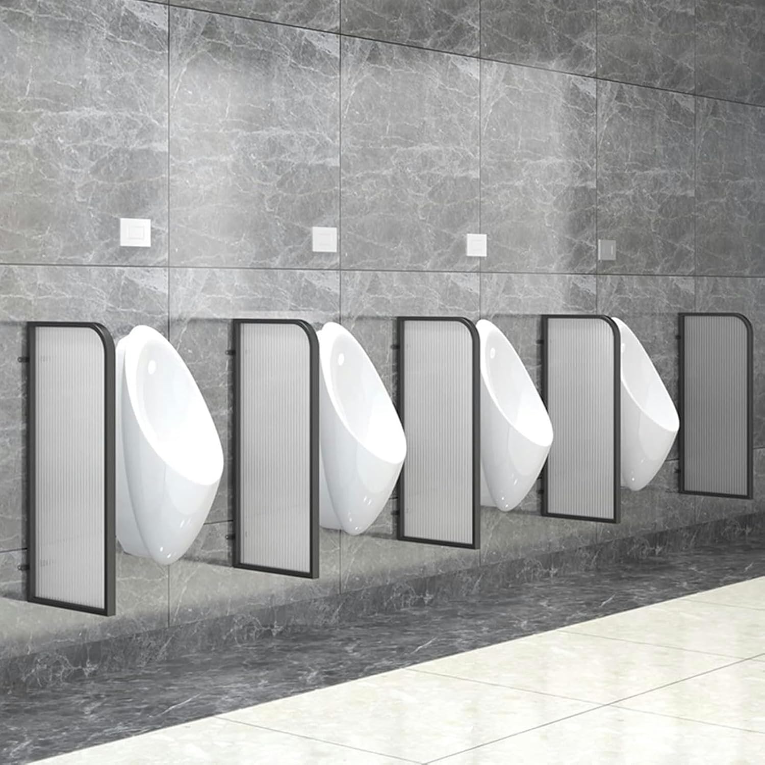 Black Urinal Screen Dividers - 3 Pack Privacy Panels for Toilets, Stylish Bathroom Partitions, Durable & Decorative Urinal Accessories for Enhanced Privacy