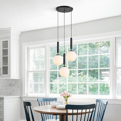 Miniatura 62 de KCO Iluminación moderna globo luces colgantes iluminación isla de cocina luz colgante blanco y dorado iluminación colgante individual vidrio