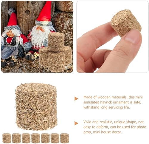 Miniatura 2 de Toyvian 8 piezas de mini pacas de heno de imitación de otoño para decoración de cosecha, pequeña decoración decorativa de Hayrick estireno nieve