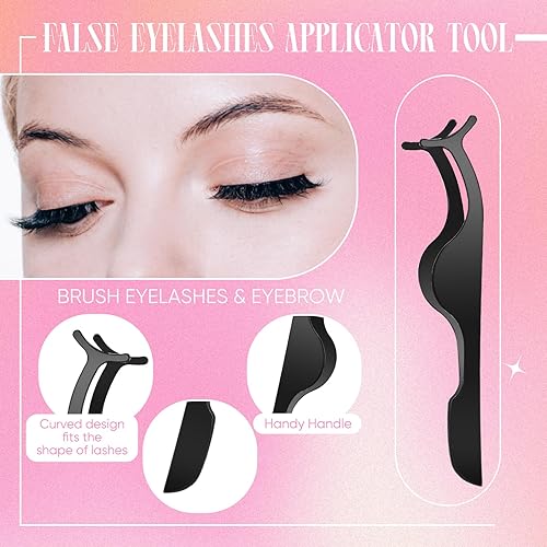 Miniatura 5 de Gisafai Juego de 8 pinzas de pestañas para extensiones de pestañas, juego de pinzas rectas y curvas, de acero inoxidable, herramienta aplicadora con