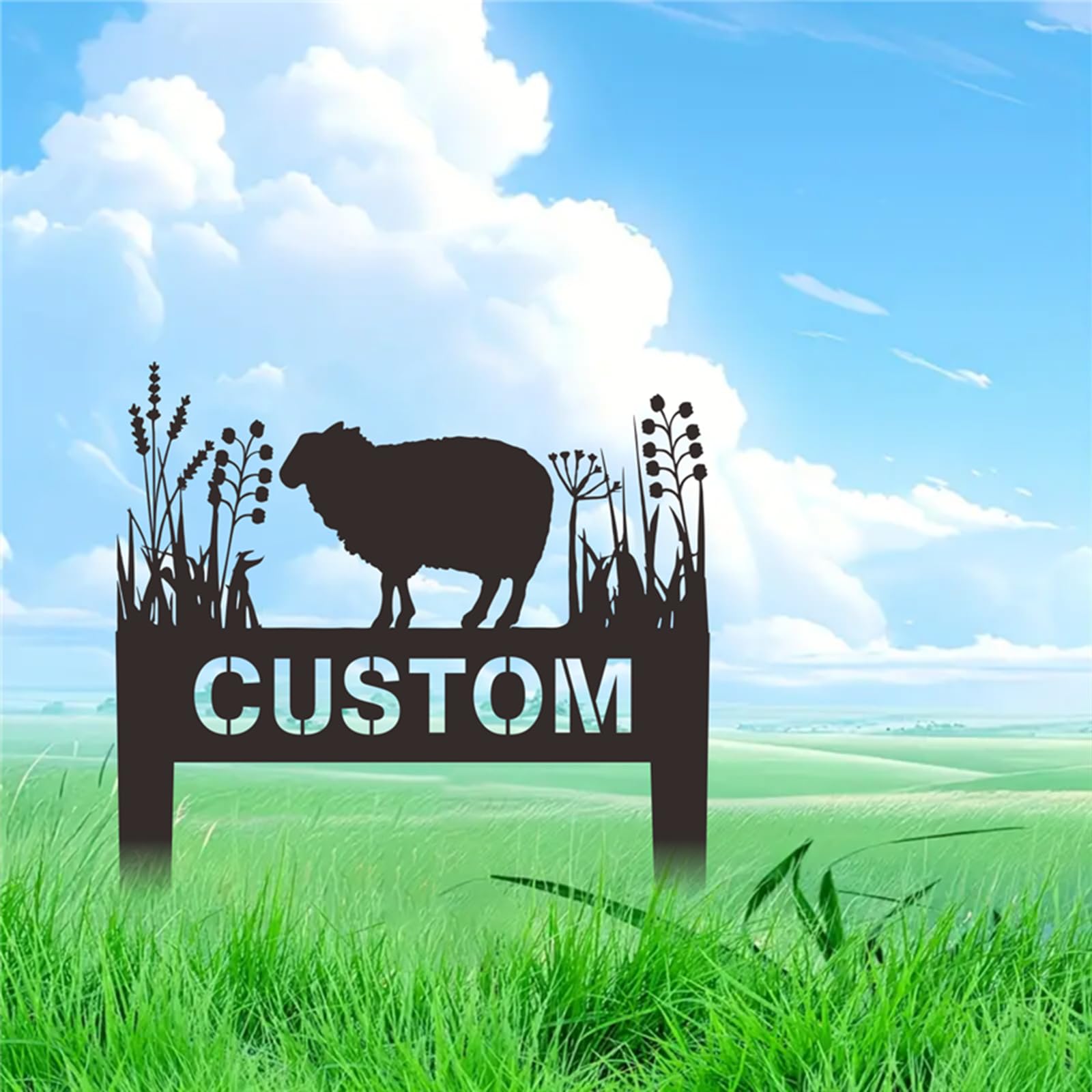 Custom Sheep Farm Memorial Metal Sign,Personalized Memorial Stake,Metal Garden Stake,Geometric Metal Stake,Outdoor Sign,Sympathy Gift,Garden Yard Lawn Cemetery Decor