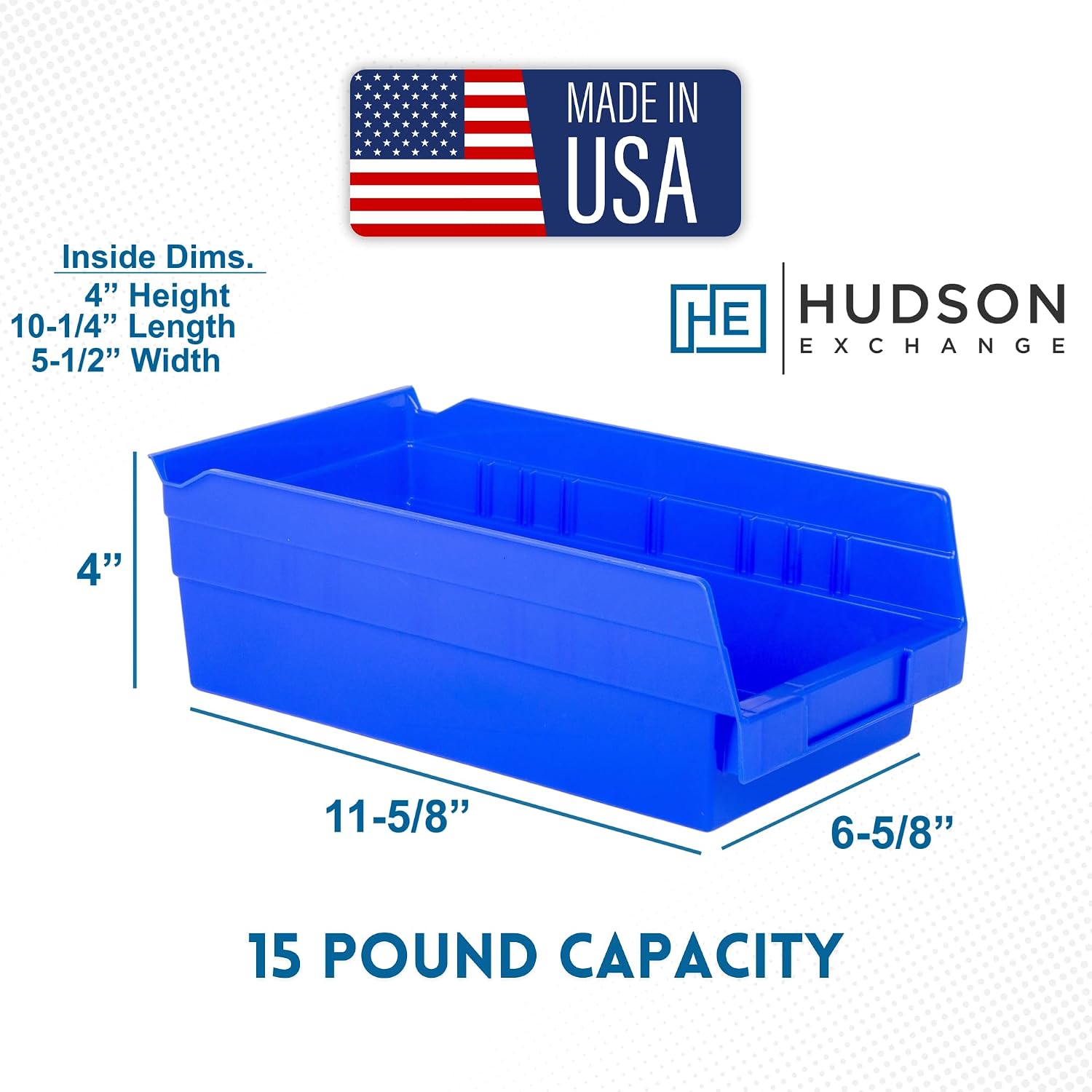 HE HUDSON EXCHANGE 12" x 6" x 4" Plastic Nesting Storage 12” Shelf Bin, Blue