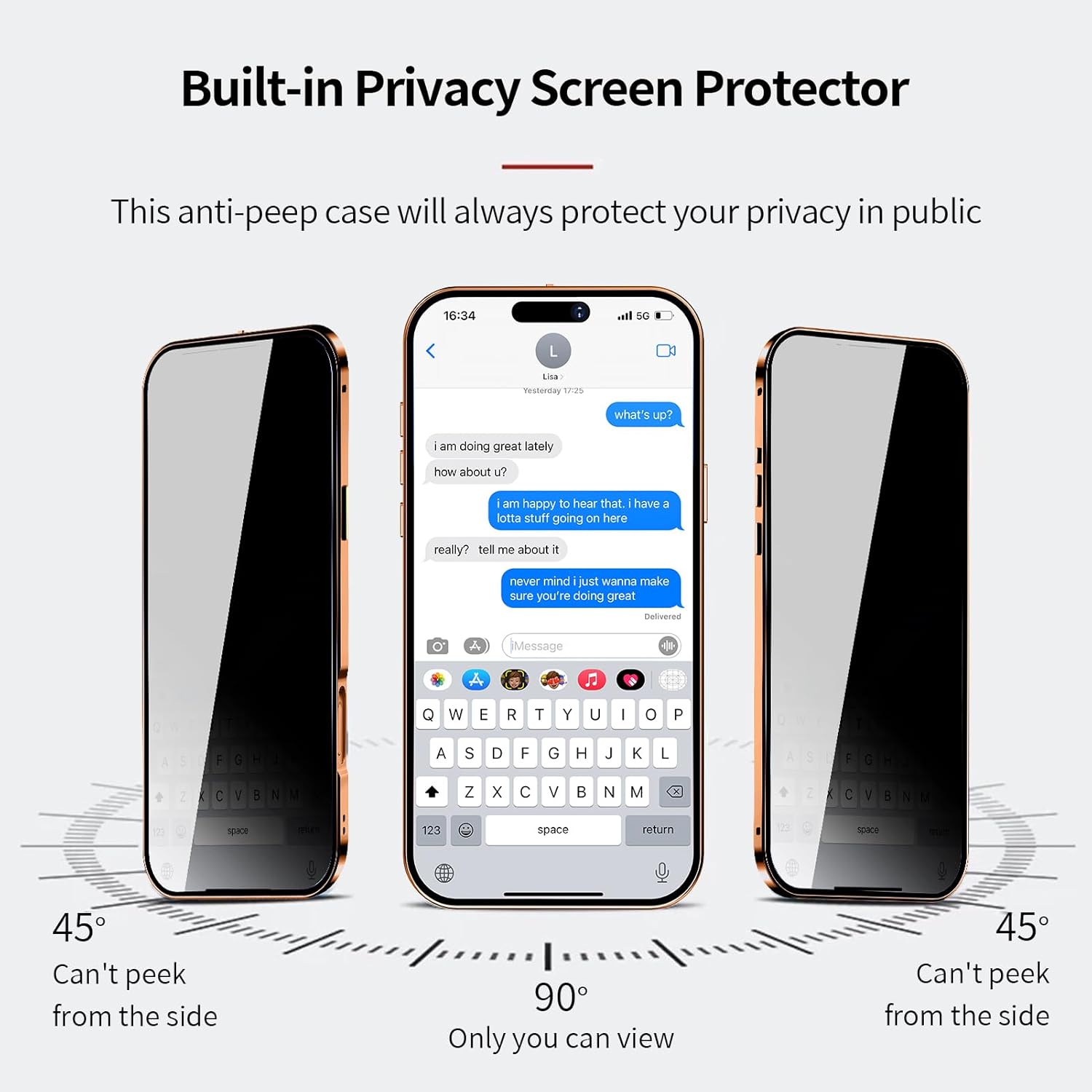 [CD Metal Ring & Automatic Pop-up Lock Magnetic Privacy Case for iPhone 17 Pro Max [Compatible with MagSafe] [Integrated Lens Protection] Full Body Bumper Cover with Built-in 9H Glass-Orange - Image 4