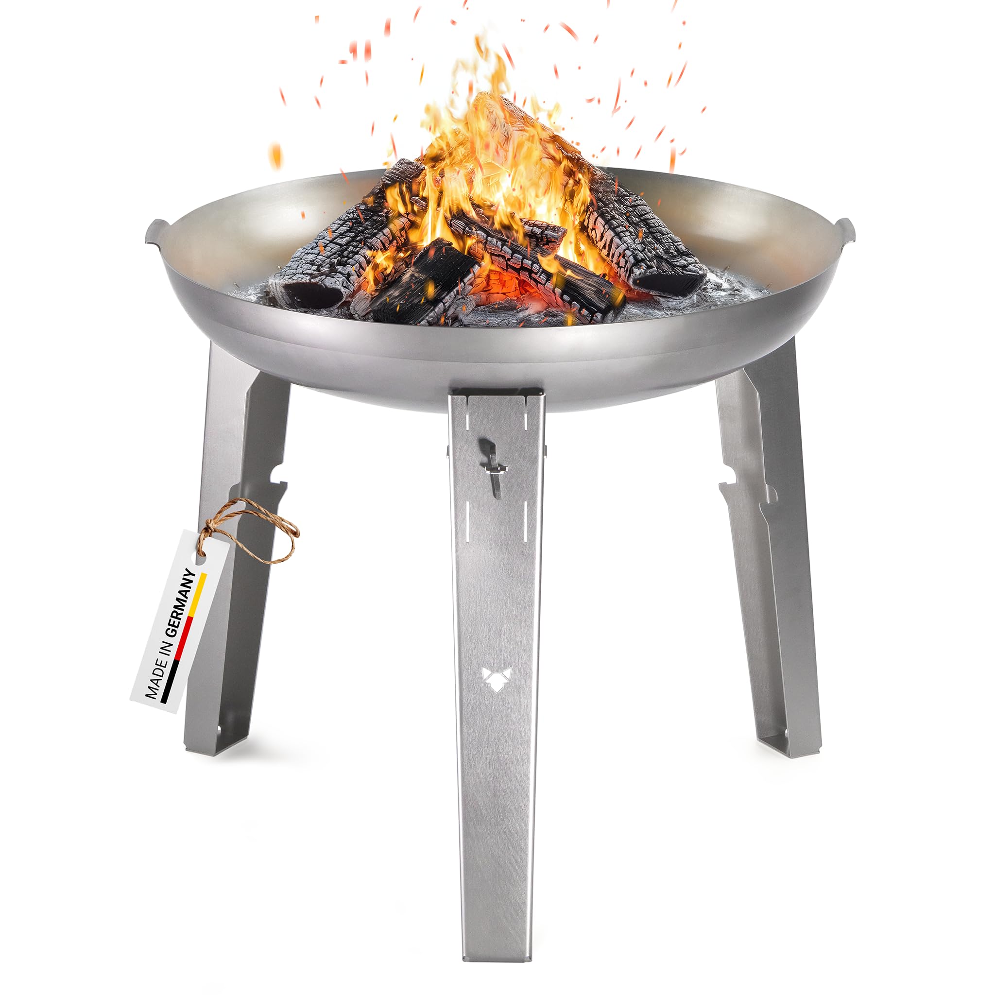 FENNEK Feuerschale Allround | die multifunktionale Feuerschale aus Edelstahl | optional mit Schwenkgrill oder Feuerplatte | umfangeiches Zubehör | Ø 65 cm | Made in Germany