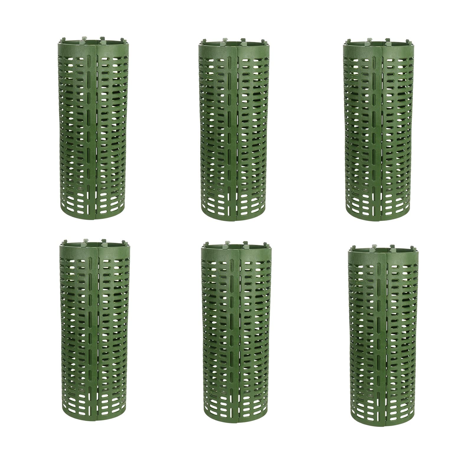 Set 6 Protezioni Per Tronco D'Albero In Plastica PP Con 18 Fascette - Grigio 20x34 Cm