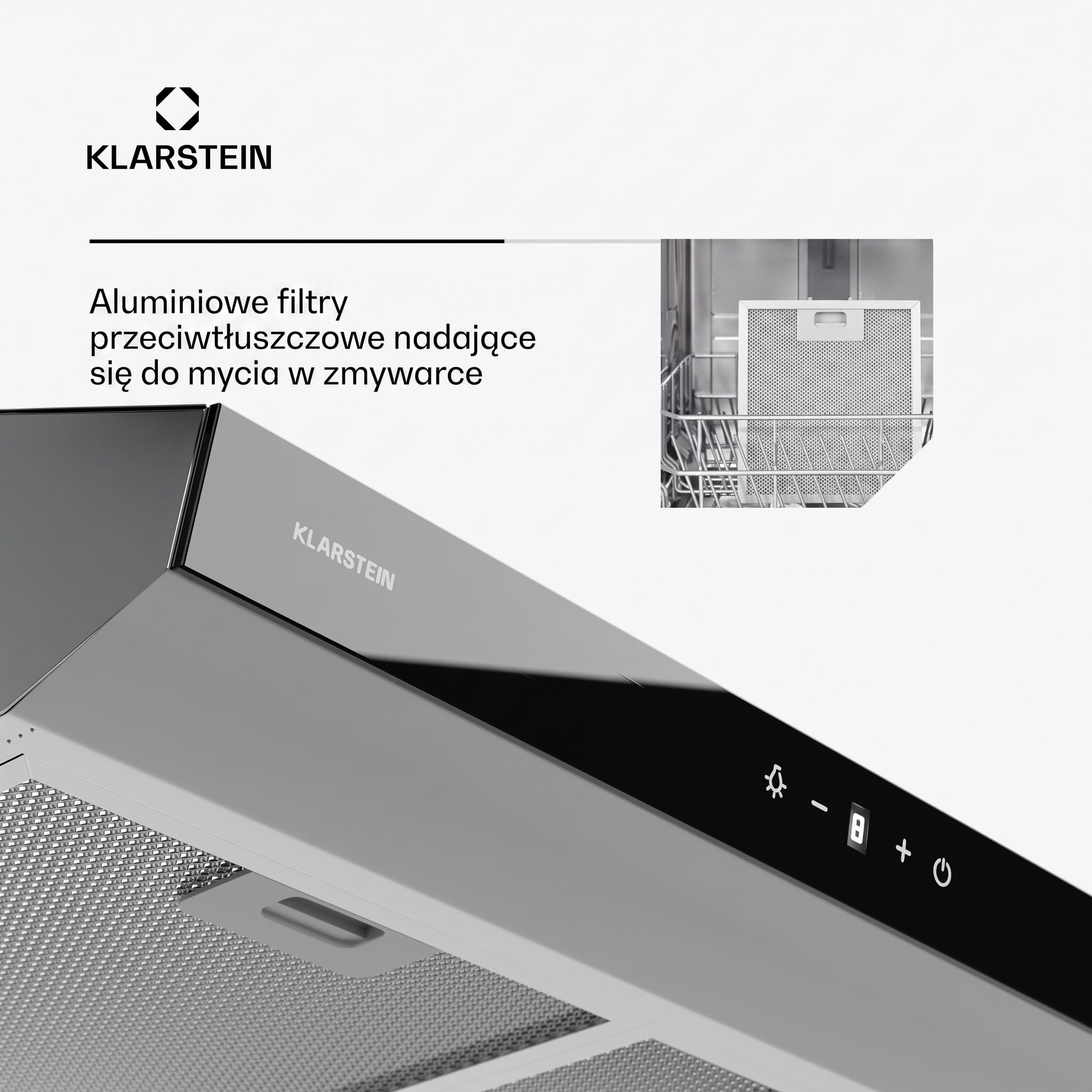 Klarstein Contempo Neo Unterbau-Abzugshaube 60 cm 175 m³/h LED Edelstahl Acryl