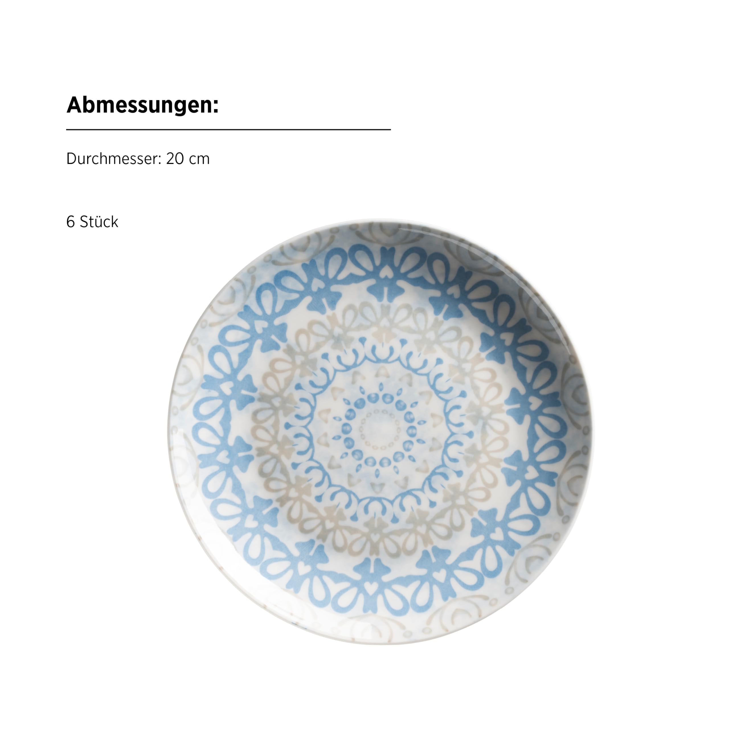MÄSER Ornea Geschirrset 18-teilig – Elegantes Porzellan-Teller Set für 6 Personen, Porzellan, Blau (Blau)