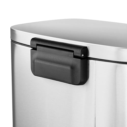 Miniatura 20 de Elama 2 cubos de basura rectangulares de acero inoxidable de 30 litros/8 galones con mecanismo de cierre lento en plata mate 2 X de 8 galones,3