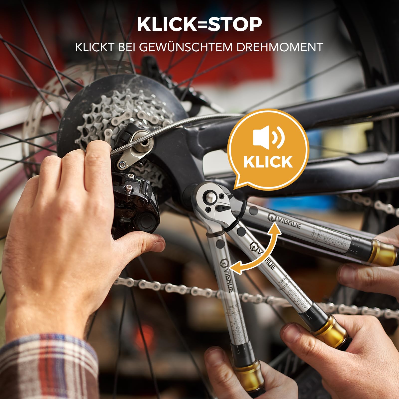 VIGRUE Juego de llaves dinamométricas para bicicleta, llave dinamométrica de 1/4 pulgadas, 5-25 Nm, ± 4% de precisión de error con barra de extensión, articulación universal, funda de bujía magnética,