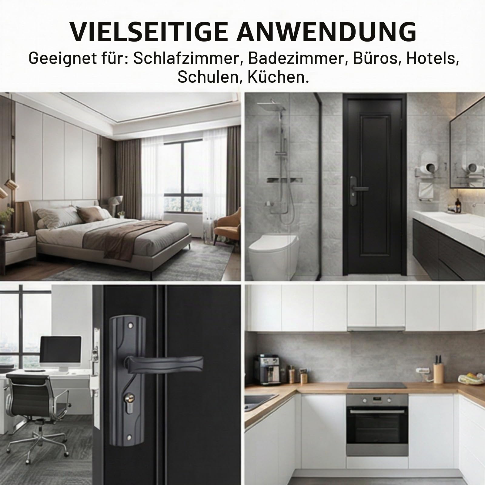 Pilipane Türschloss mit Schlüssel Set, Universelles Komplettes Türschloss-Set aus Manganstahl, Verdickter Griff, Stumm Lager Türklinke Schloss, Für Schlafzimmer, Badezimm, Wohnzimmer