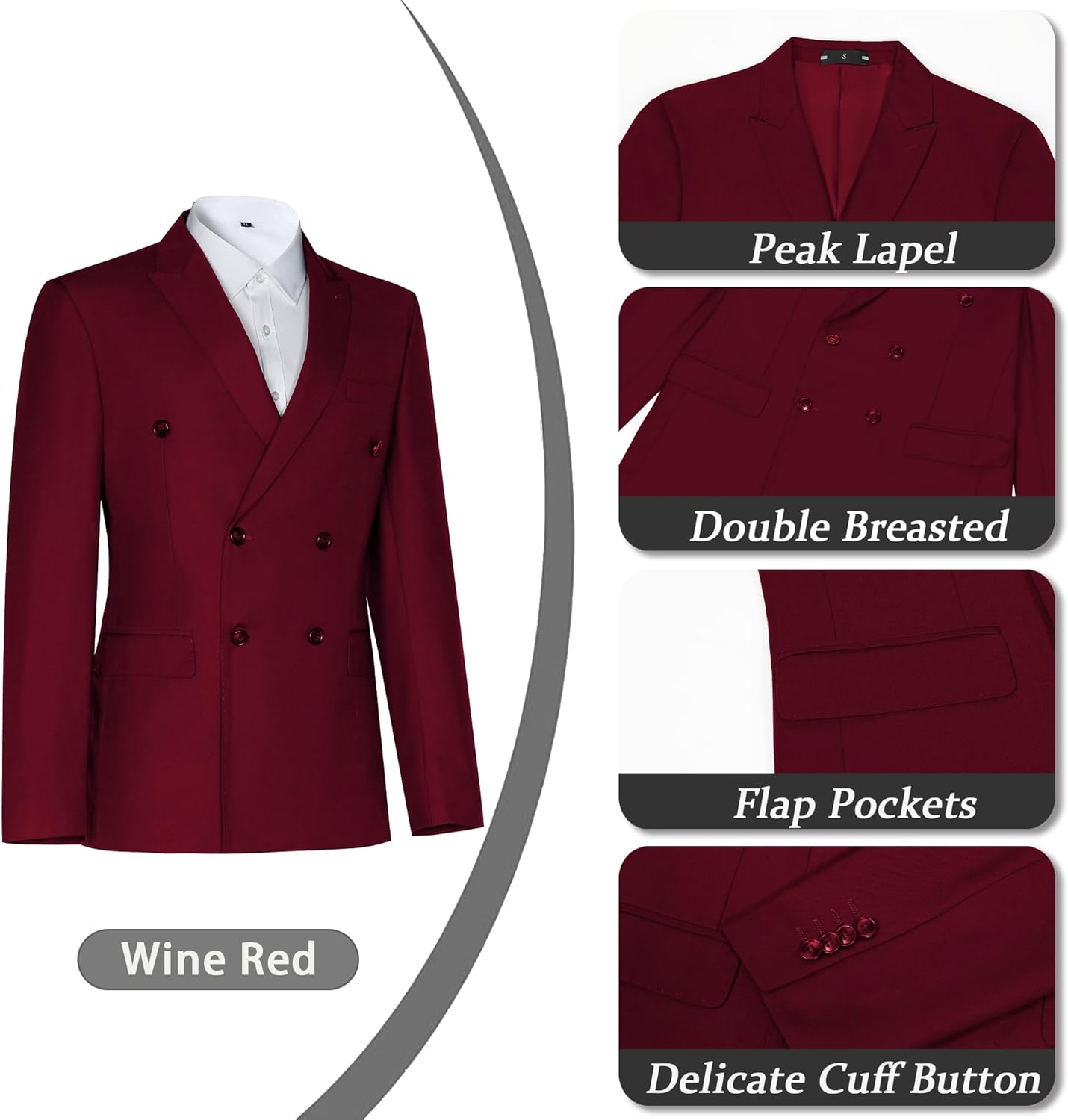 Men Suits Slim Fit 2 Piece Suit for Wedding Peak Lapel Suit Jacket Pants Set Business Formal Suits Prom Tuxedos - Image 3