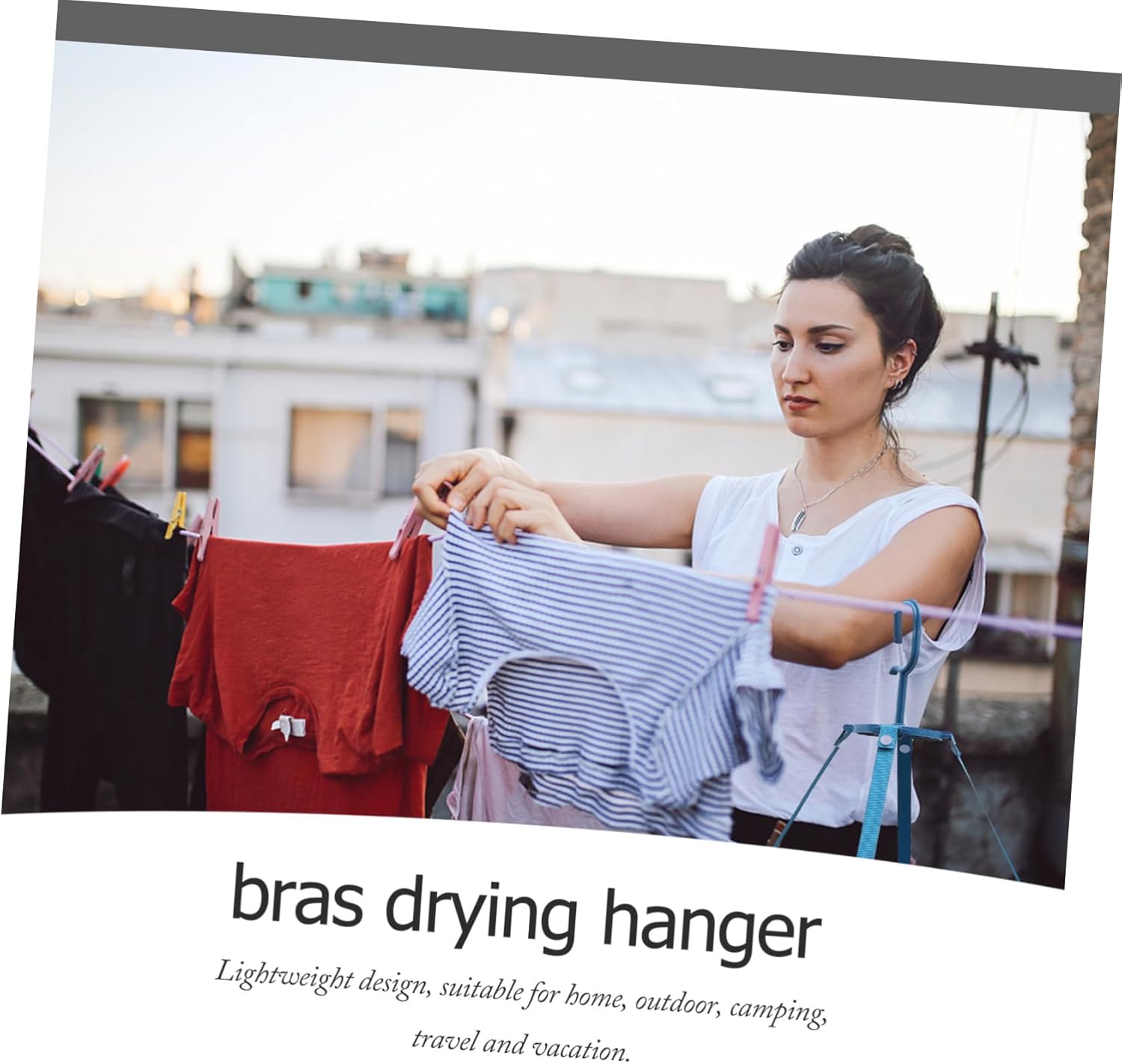 Multipurpose Foldable Clothes Drying Rack with Windproof Hooks for Socks Towels Underwear Lightweight Portable Laundry Hanger Stand for Indoor Outdoor Use Sturdy Design