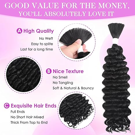 Boho Braid Hair Extensions | 24" Deep Wave Human Hair