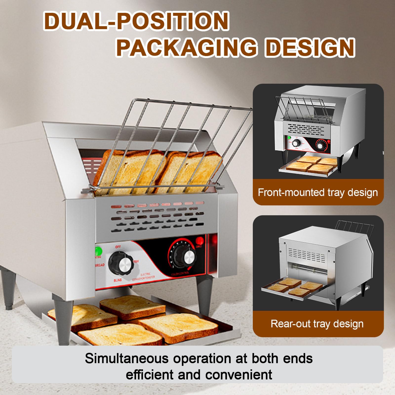 Tostador De Cinta Doble, Tostador De Pan Profesional De Cadena, Acero Inoxidable, De 300 Rebanadas por Hora, para Bar, Restaurante, BolleríA Y Reposterí