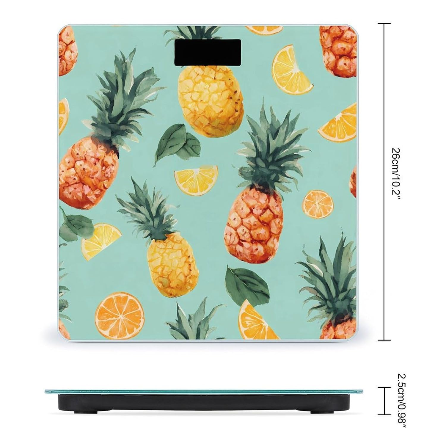Watercolor Pineapples Orange Fruit Digital Body Weight Scale LCD Backlight Display for Bathroom Gym
