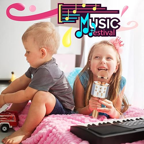 Miniatura 4 de Viposoon Juguetes infantiles para niñas de 5, 6, 7, 8, 9 años, micrófono de karaoke Bluetooth de mano para niños, regalos para adolescentes, regalos