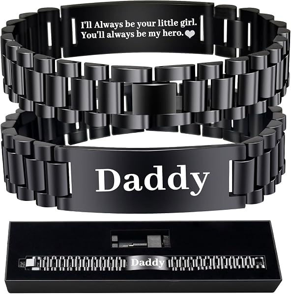 ChunRun Personalized Engraved Stainless Steel Link Bracelet for Men