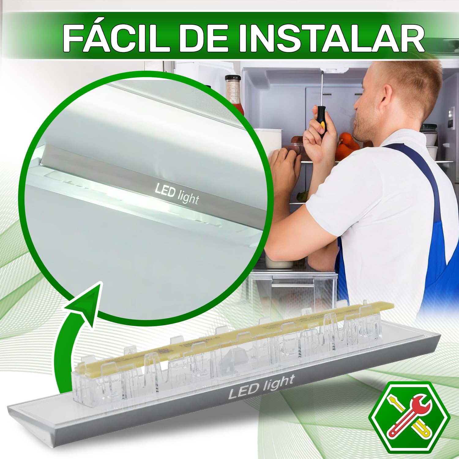 Placa de LED Luminosa para Frigorifico Combi con Código Original 10003924 10024820 00628627 628627 para Bosch para Siemens - MADE IN GERMANY - ONIX TECH