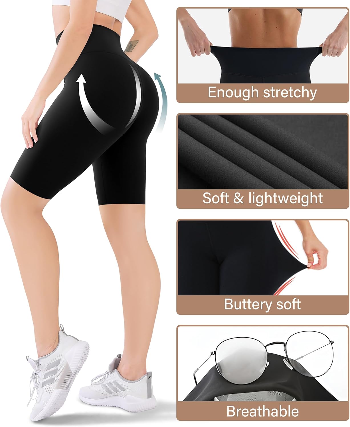Blisset 3 Pack Women's Active Shorts - 5”/8” High Waist Tummy Control No See - Through for Cycling Jogging Gym Workouts - Image 5